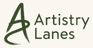 Logo of Artistry Lanes with a stylized letter 'A' on a beige background