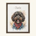 custom brown frame watercolor pet canvas 
