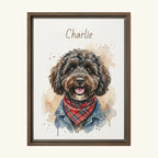 custom brown frame watercolor pet canvas 